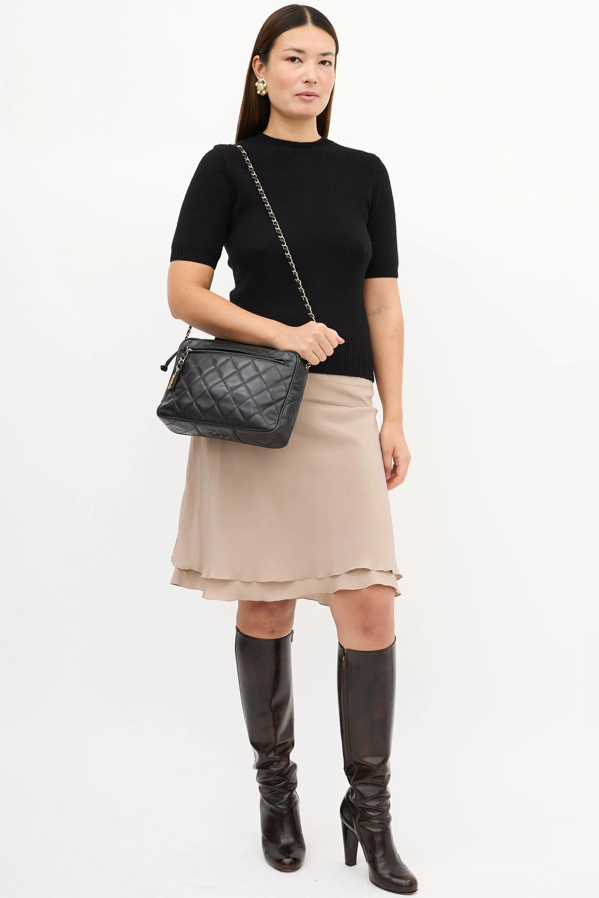 1994 Black Quilted Caviar Crossbody Bag