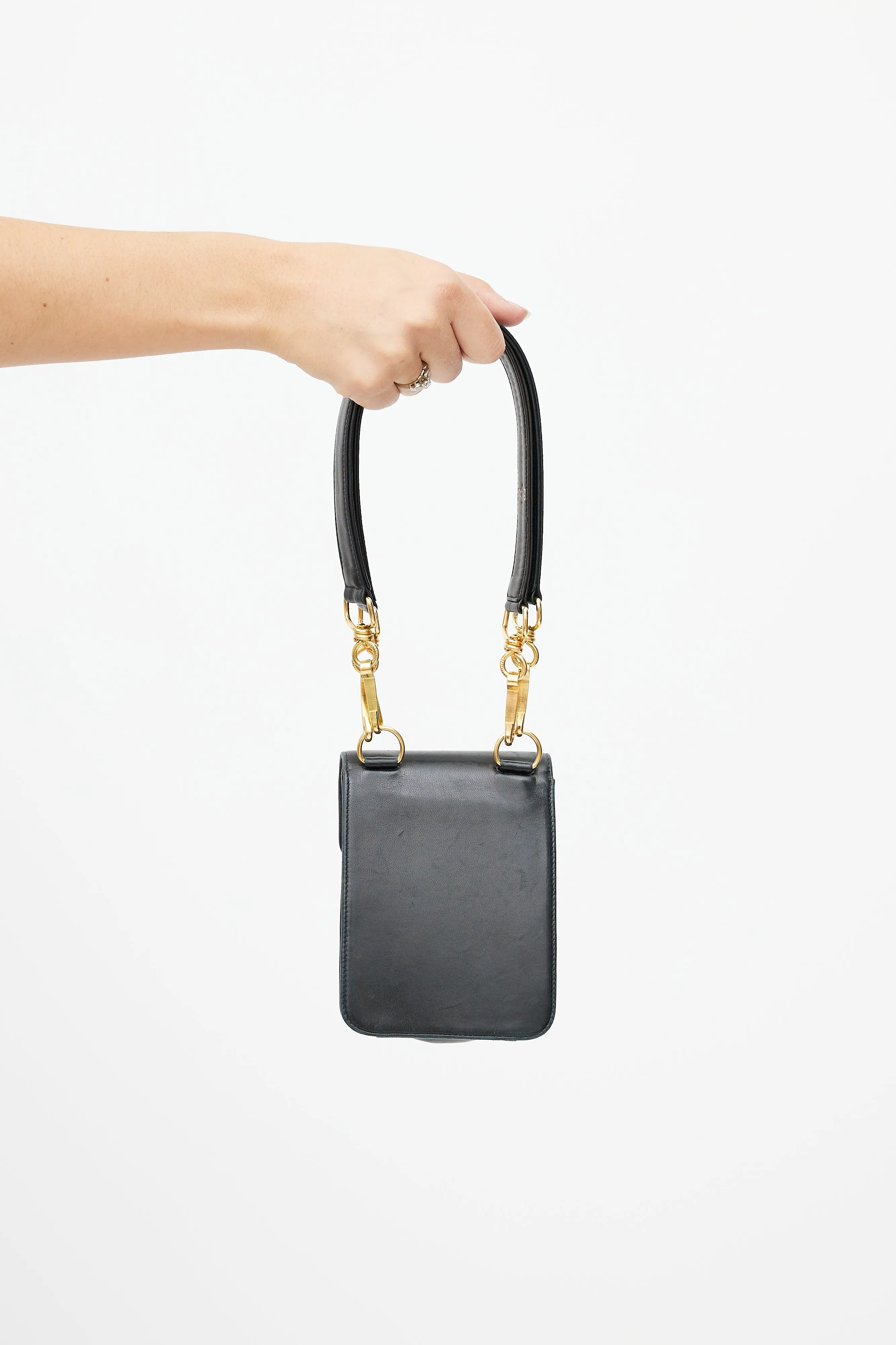 1996 Black & Gold Quilted Leather Belt Bag