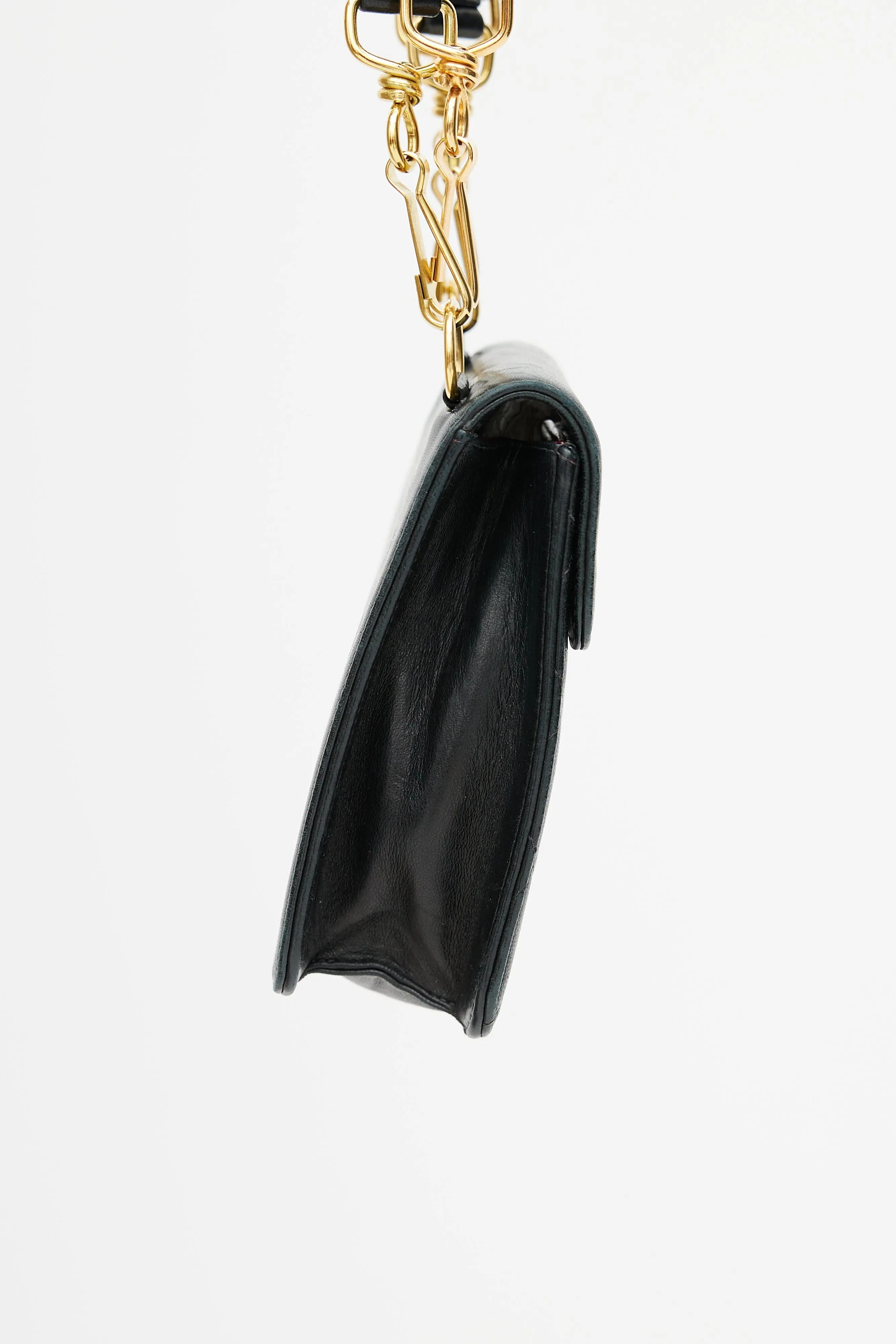 1996 Black & Gold Quilted Leather Belt Bag