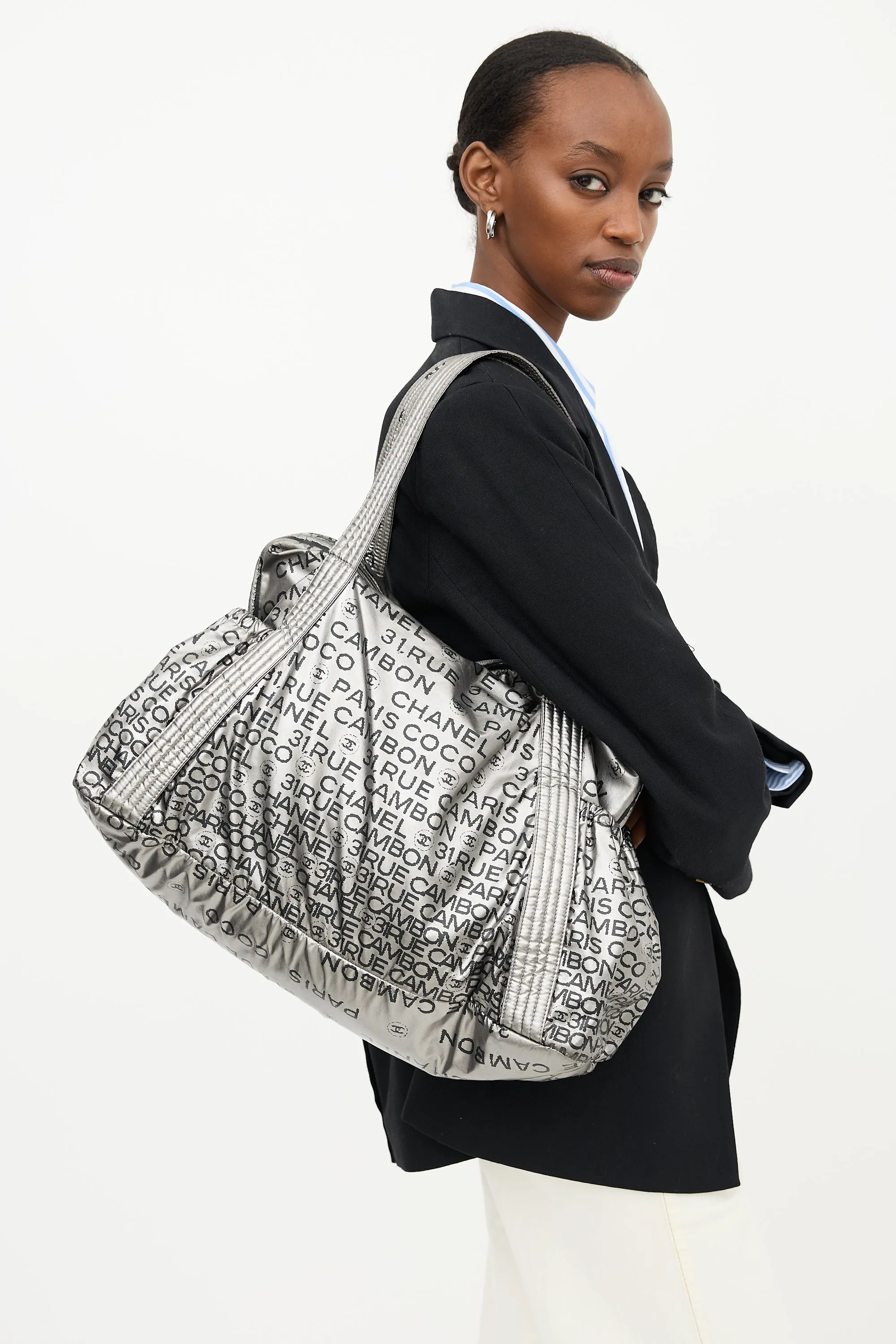 2000s Silver Nylon Unlimited Tote Bag