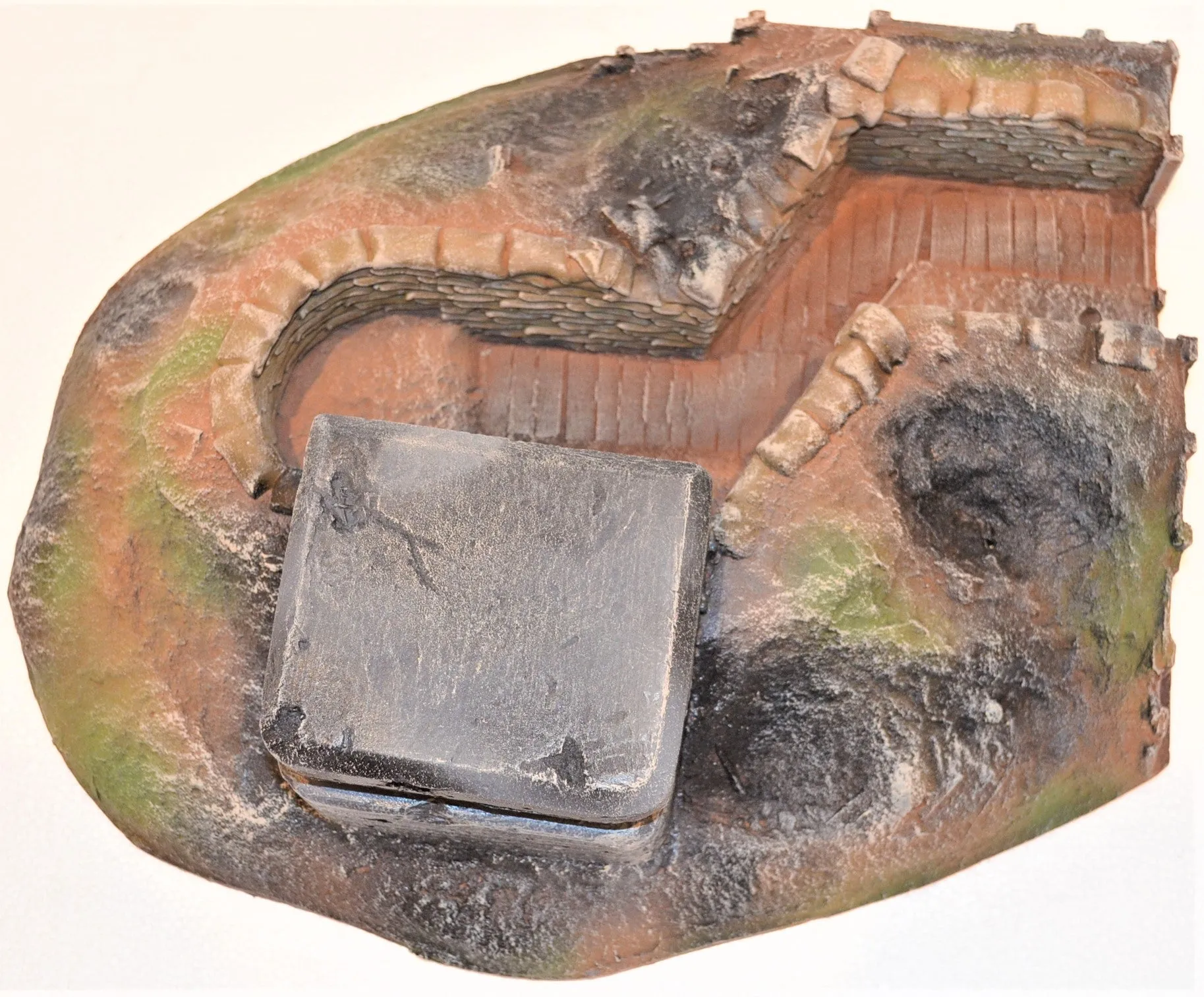 Atherton Scenics Painted WWII Trench with Concrete Bunker Left End Cap
