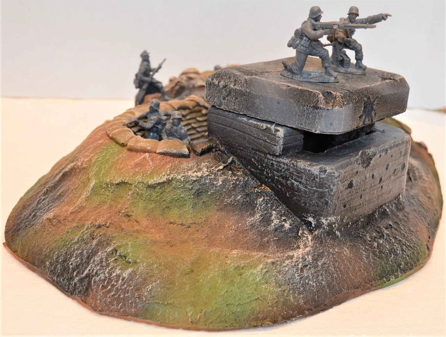 Atherton Scenics Painted WWII Trench with Concrete Bunker Left End Cap