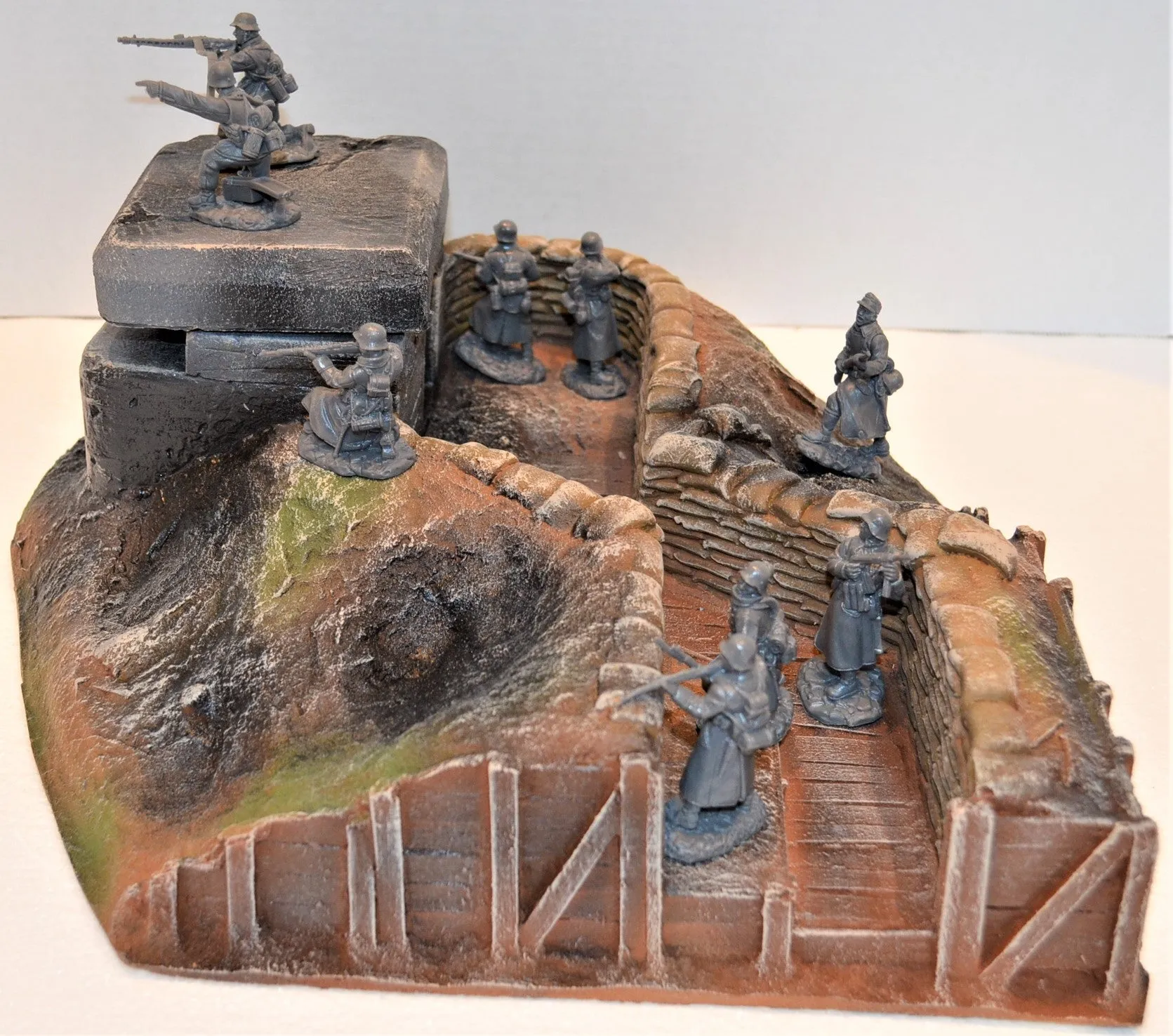 Atherton Scenics Painted WWII Trench with Concrete Bunker Left End Cap