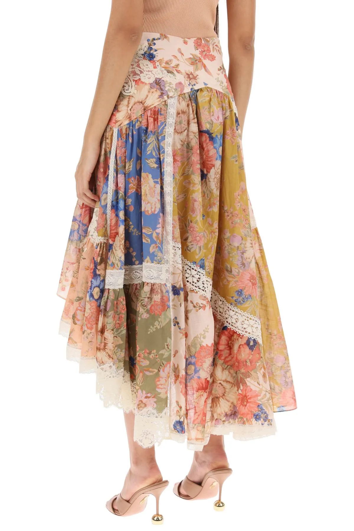 august asymmetric skirt with lace trims