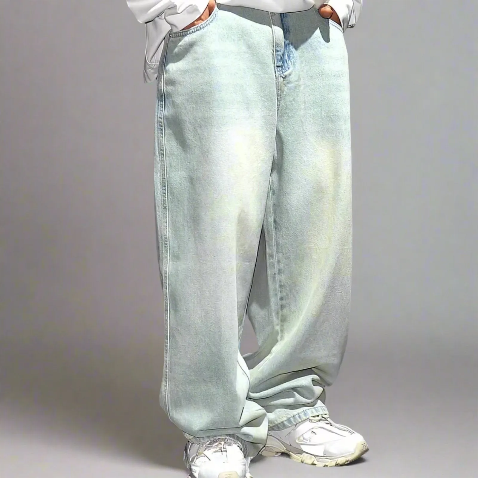 Baggy Distressed Ice Blue Skater Jeans