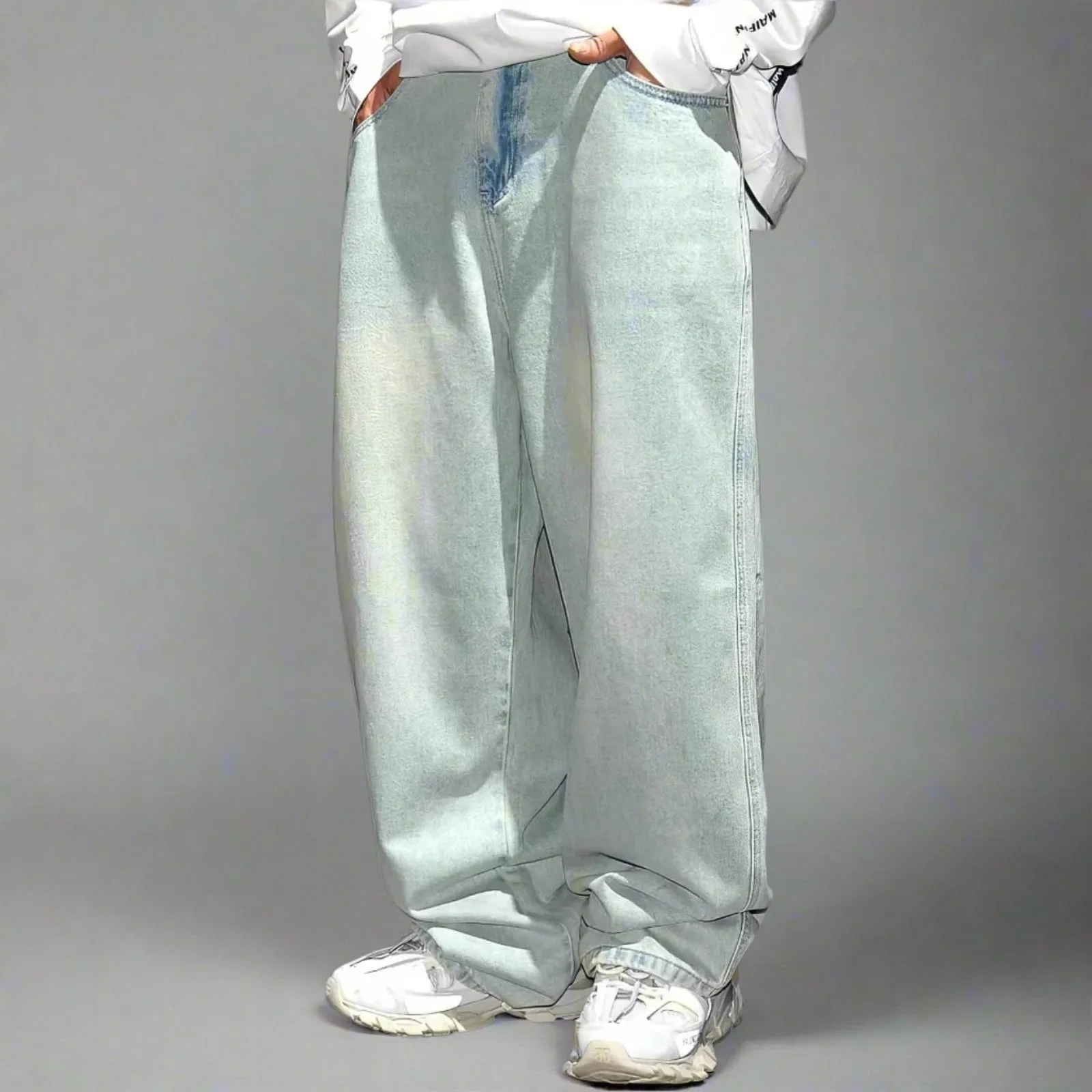 Baggy Distressed Ice Blue Skater Jeans