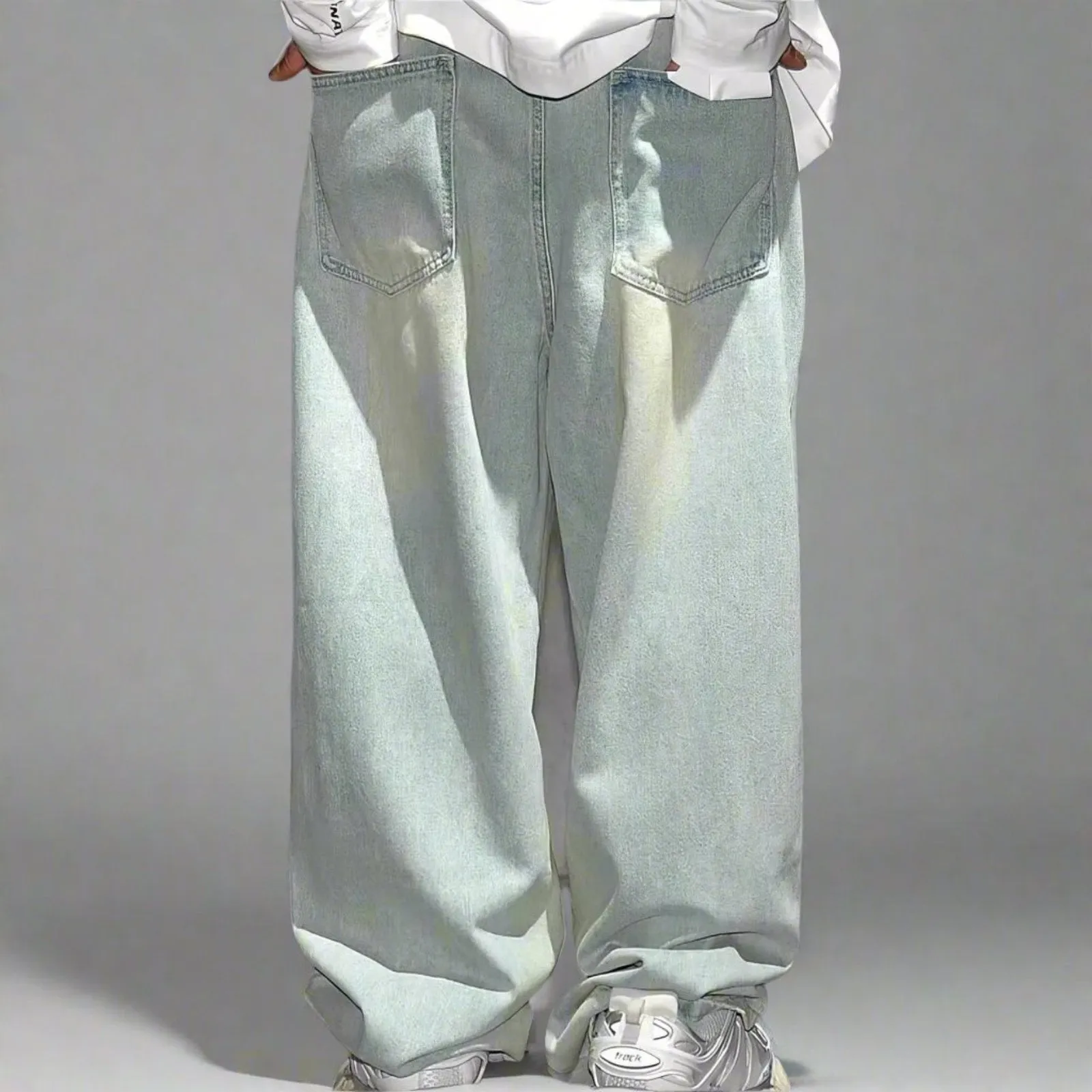 Baggy Distressed Ice Blue Skater Jeans