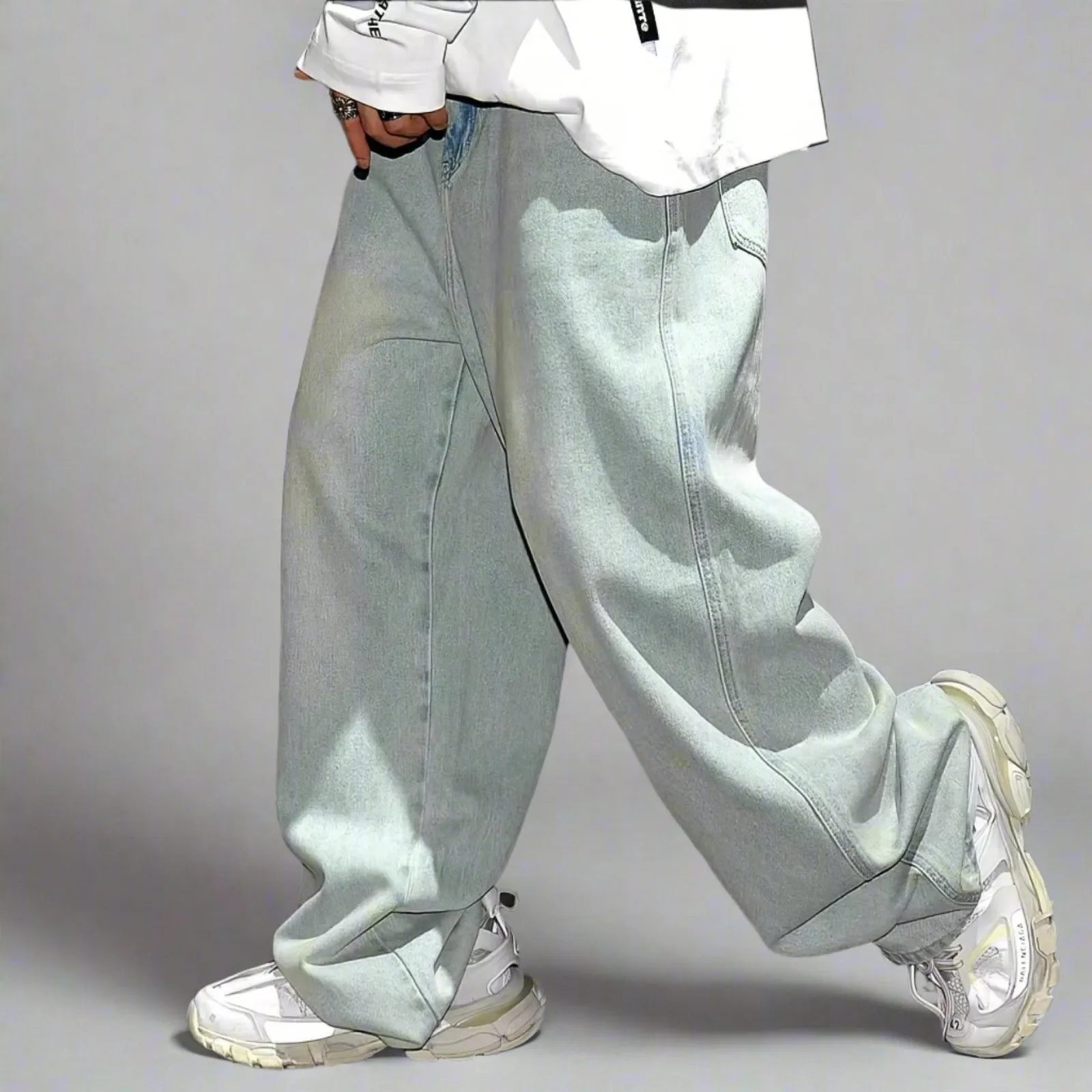 Baggy Distressed Ice Blue Skater Jeans