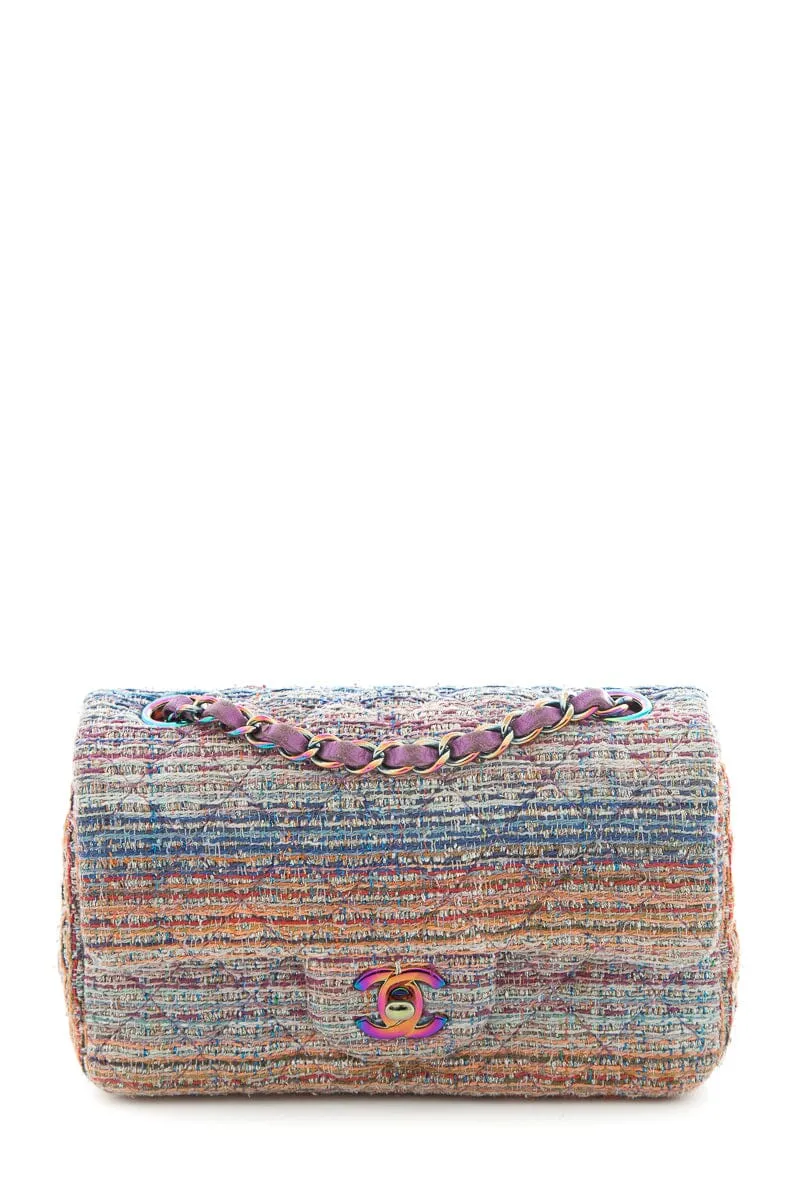 Chanel 2106/2017 Rainbow Tweed Quilted Single Flap Handbag