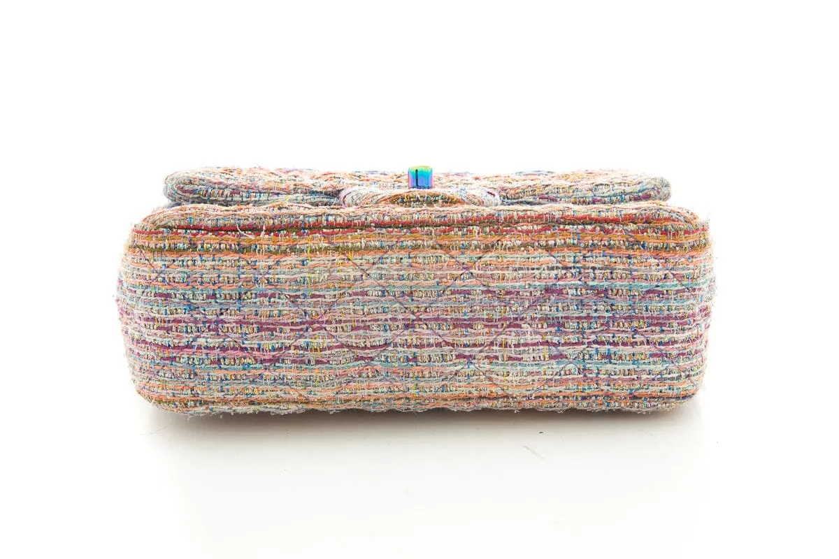 Chanel 2106/2017 Rainbow Tweed Quilted Single Flap Handbag
