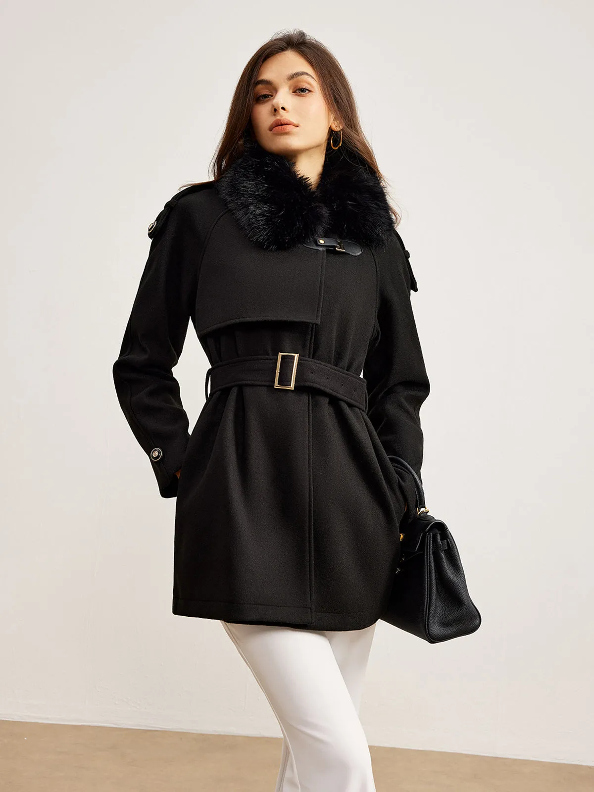 Chicmy-Winter Outfits Christmas Thanksgiving Gift New Year's Eve Outfits Streetwear Fashion Adjustable Fur-Collar Belted Trench Coat