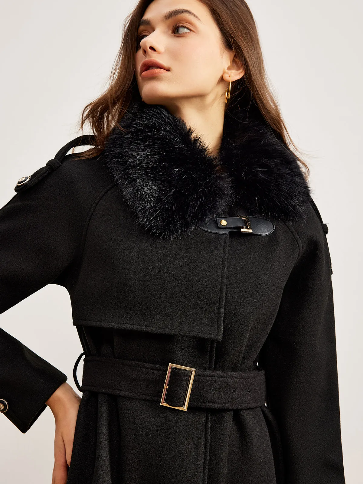 Chicmy-Winter Outfits Christmas Thanksgiving Gift New Year's Eve Outfits Streetwear Fashion Adjustable Fur-Collar Belted Trench Coat