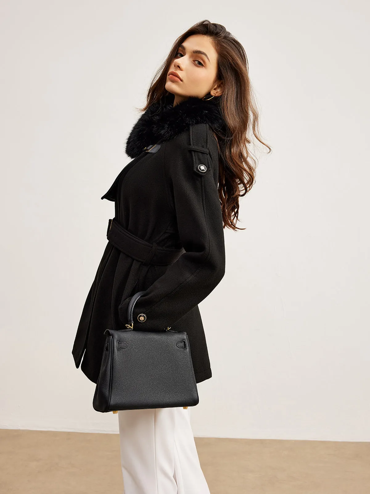 Chicmy-Winter Outfits Christmas Thanksgiving Gift New Year's Eve Outfits Streetwear Fashion Adjustable Fur-Collar Belted Trench Coat