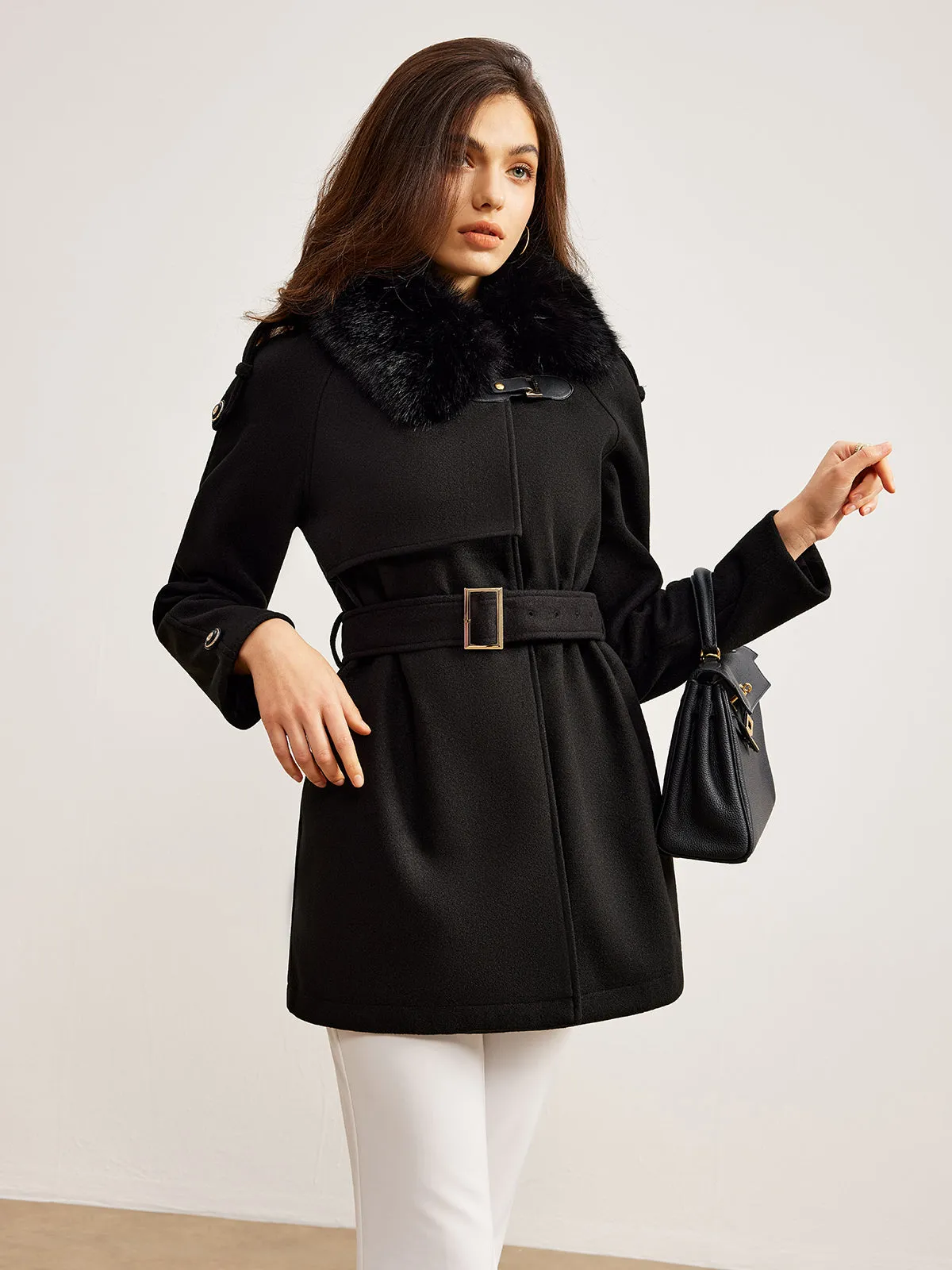 Chicmy-Winter Outfits Christmas Thanksgiving Gift New Year's Eve Outfits Streetwear Fashion Adjustable Fur-Collar Belted Trench Coat