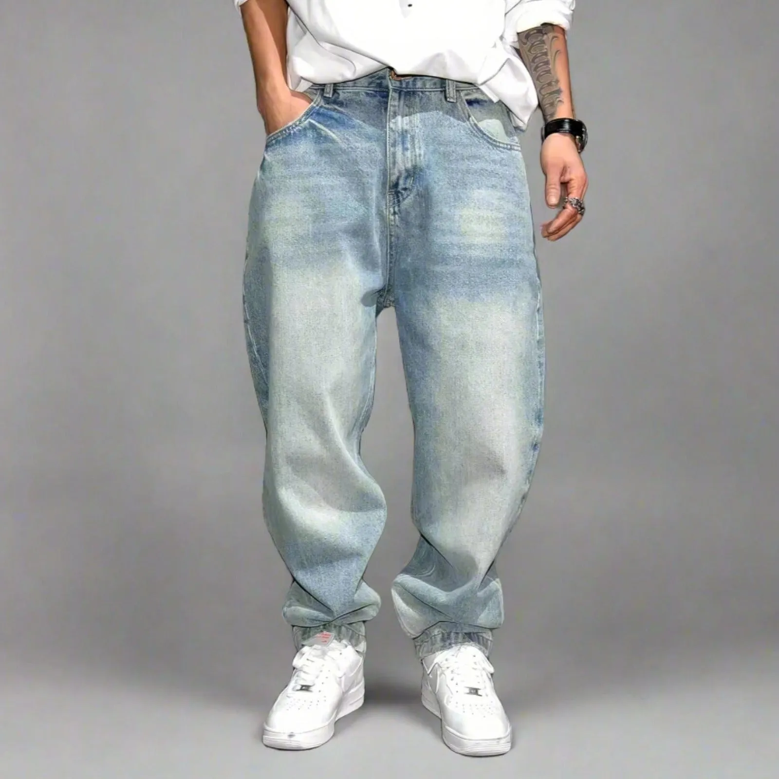 Distressed Loose Y2K Light Blue Jeans