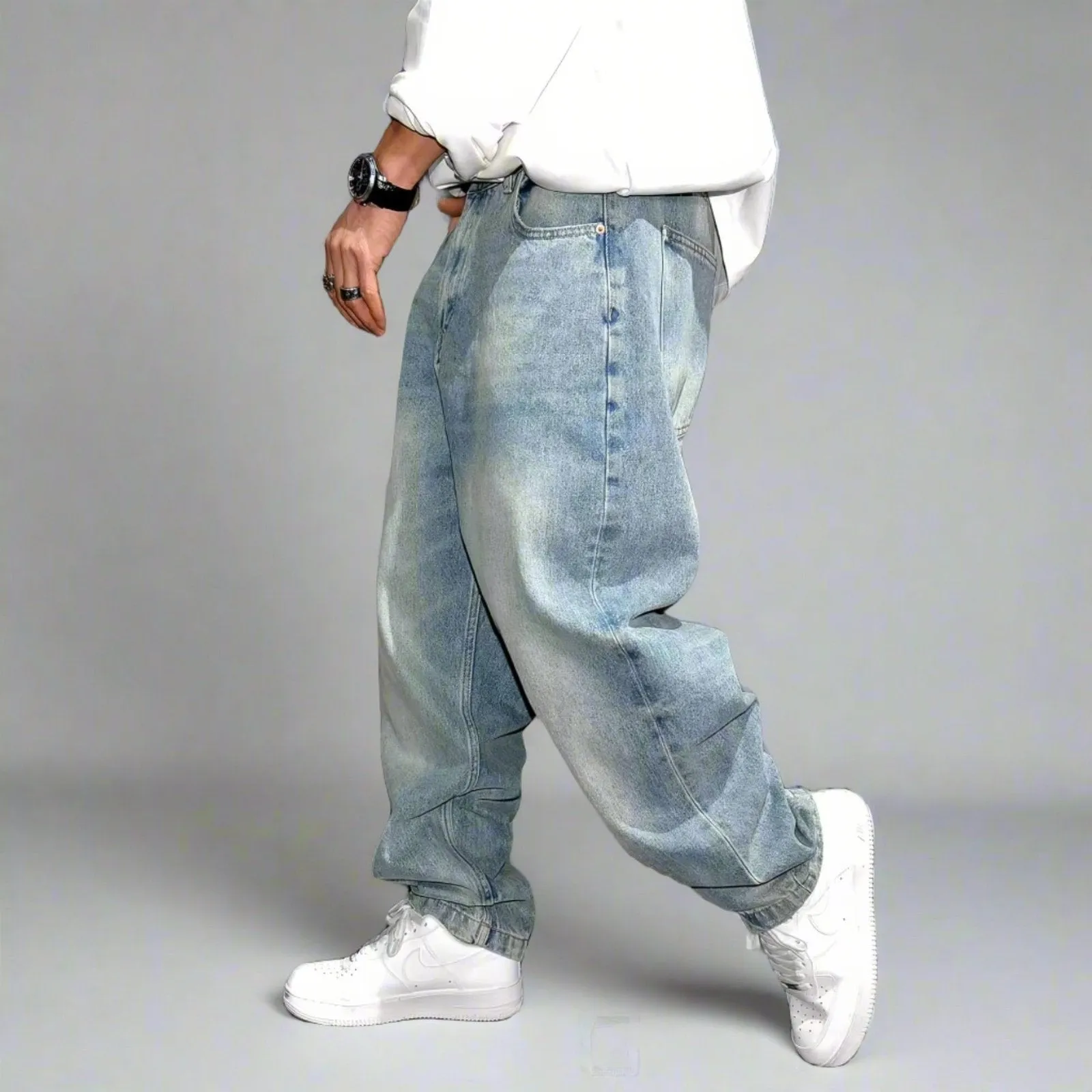 Distressed Loose Y2K Light Blue Jeans