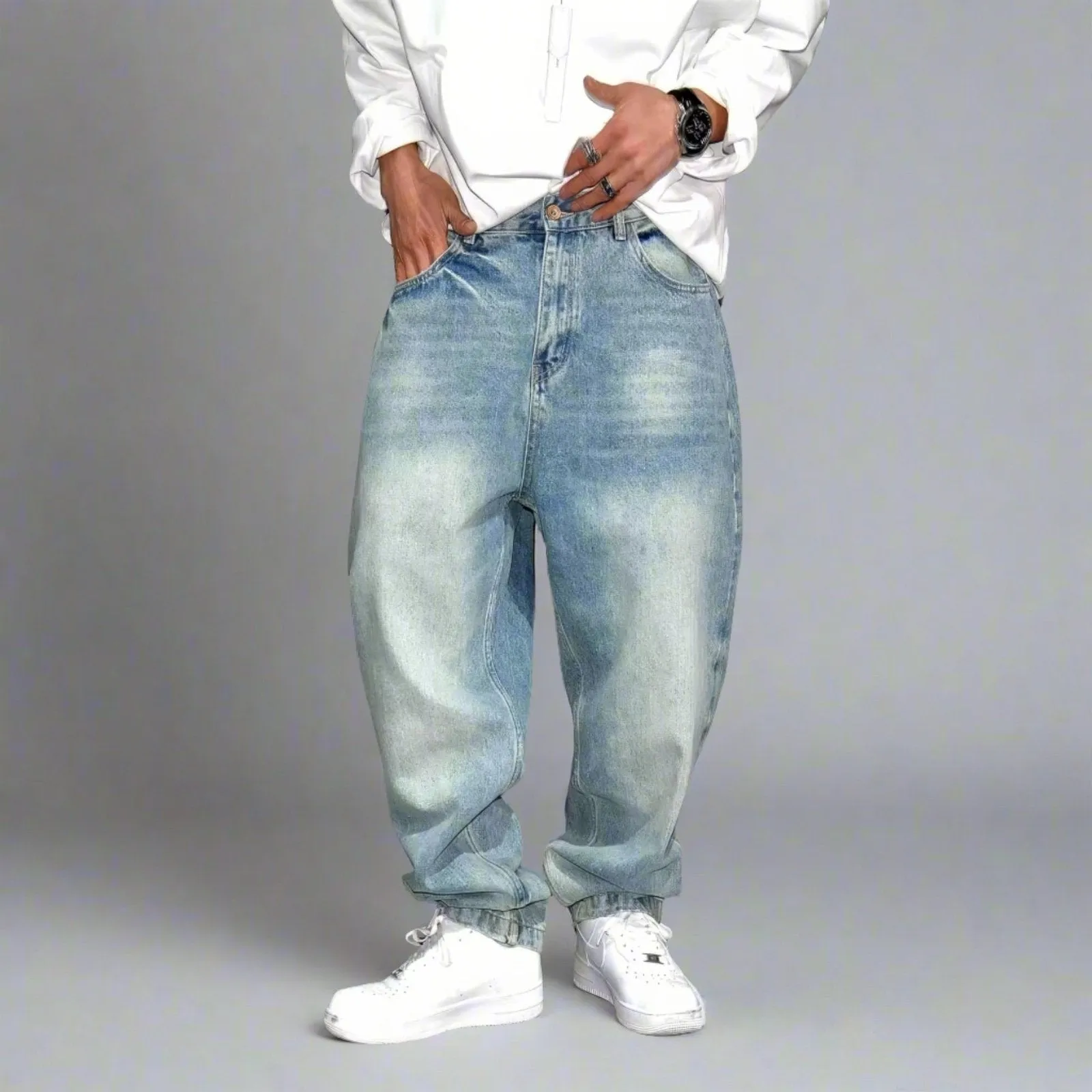 Distressed Loose Y2K Light Blue Jeans