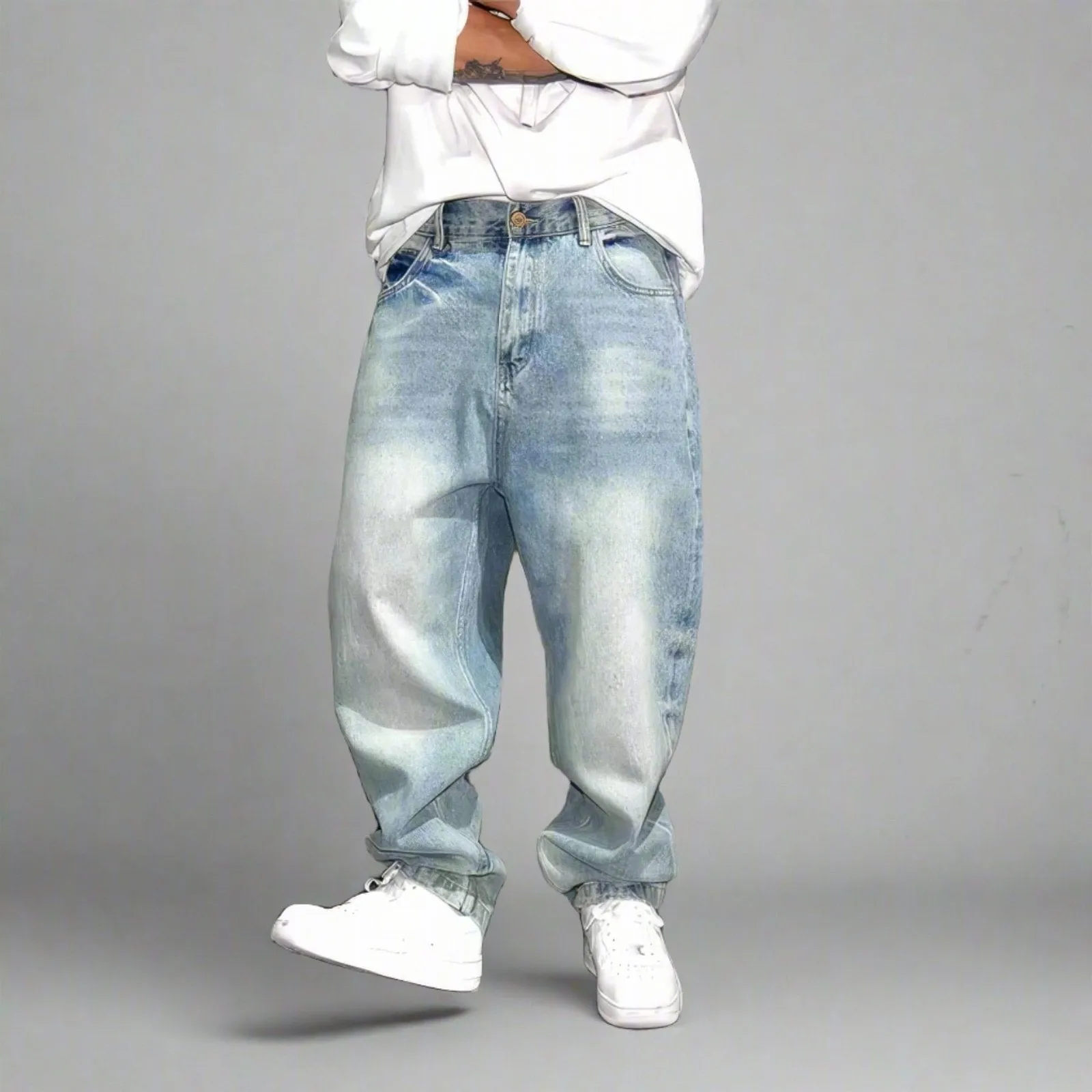 Distressed Loose Y2K Light Blue Jeans