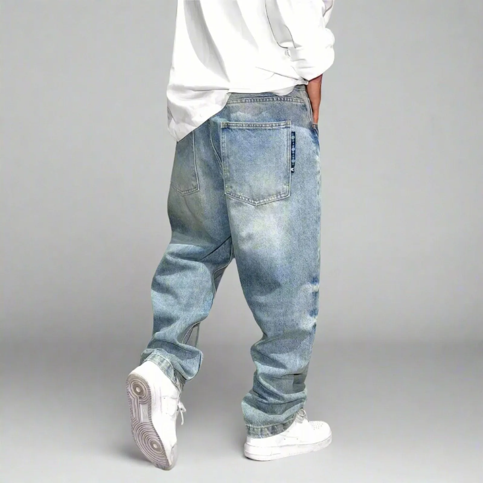 Distressed Loose Y2K Light Blue Jeans