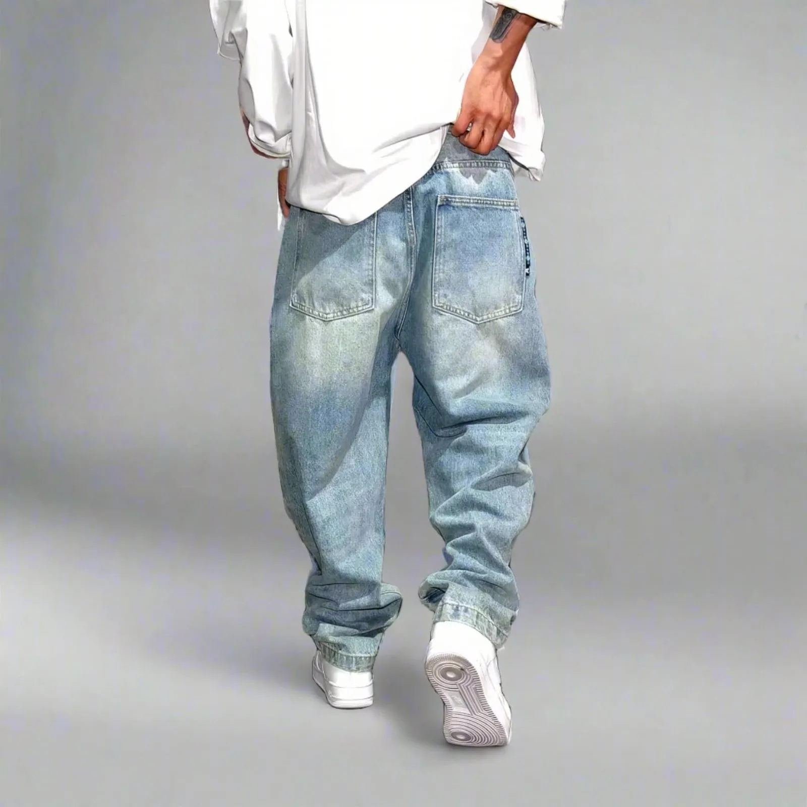 Distressed Loose Y2K Light Blue Jeans