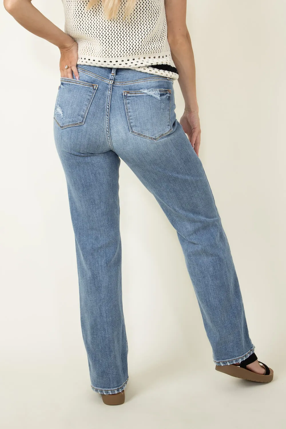 High Waist Straight with Heavy Destroy