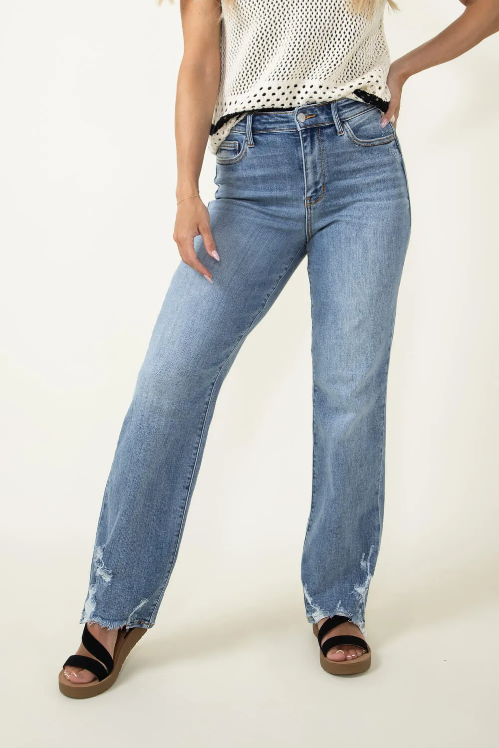 High Waist Straight with Heavy Destroy