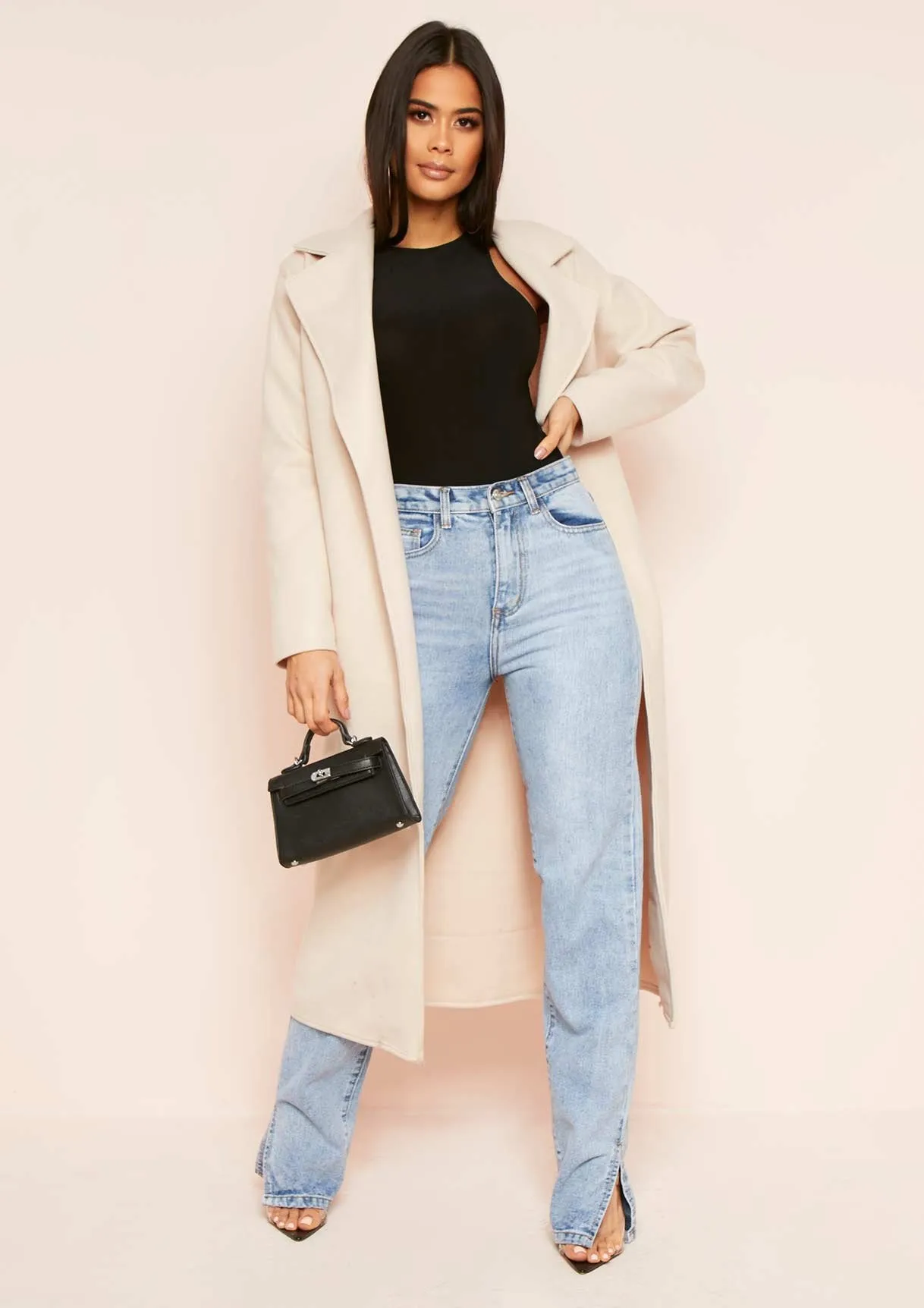 Layla Stone Long Belted Formal Coat