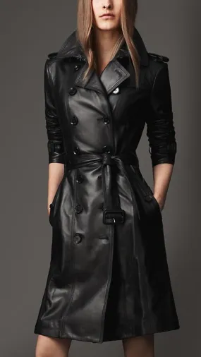 Leather Long Coat for Women Real