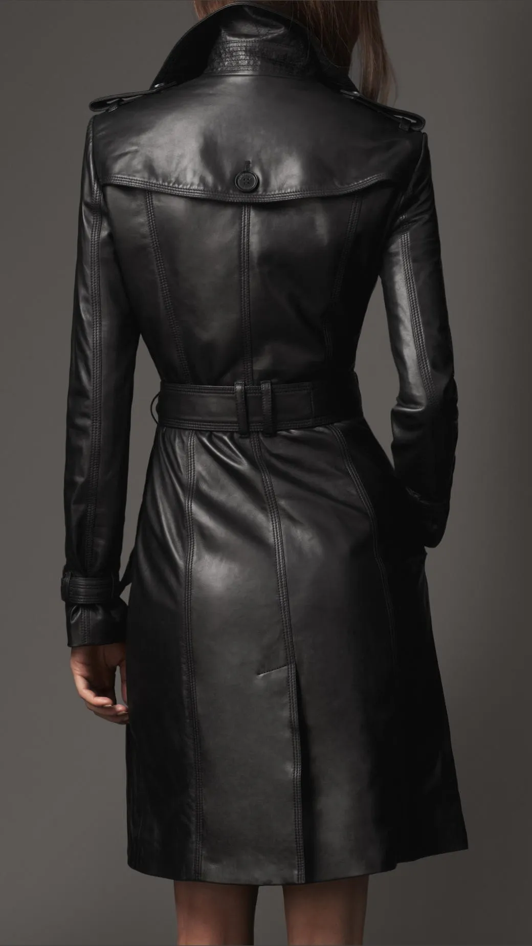 Leather Long Coat for Women Real