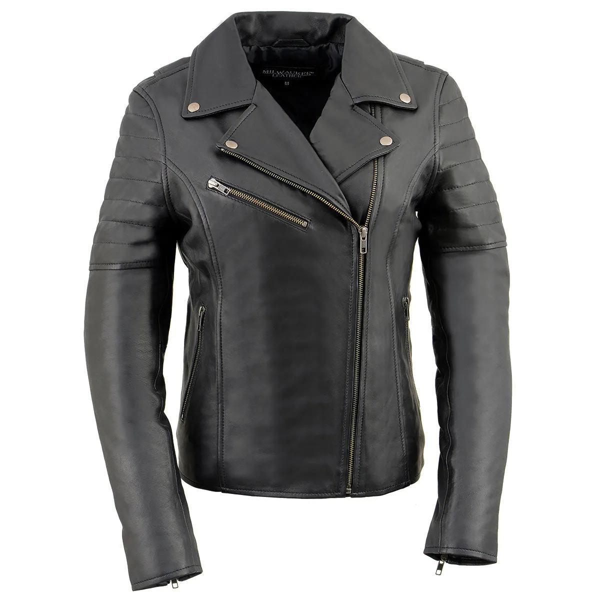 Milwaukee Leather SFL2870 Women's Duchess Black Motorcycle Style Fashion Casual Leather Jacket