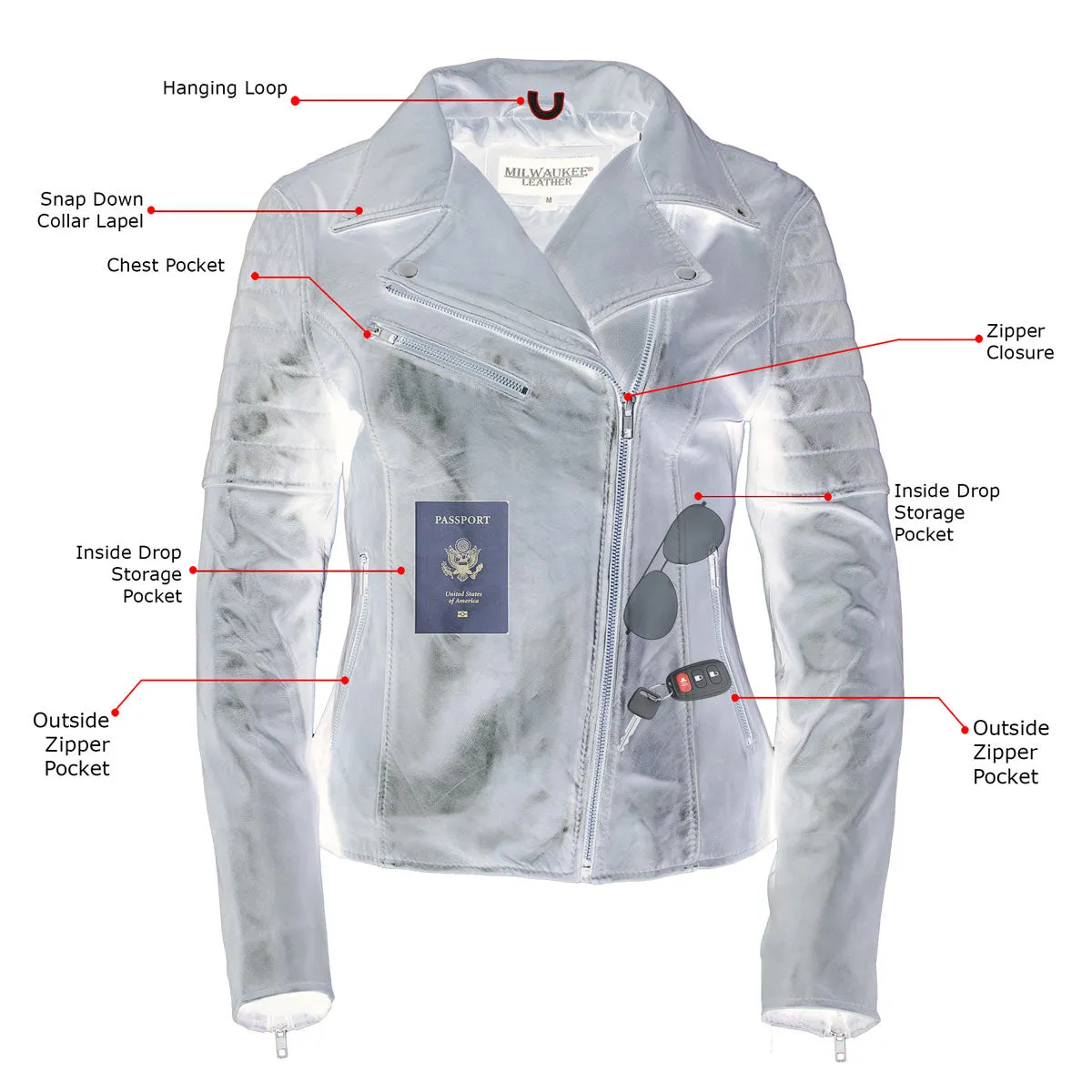 Milwaukee Leather SFL2870 Women's Duchess Black Motorcycle Style Fashion Casual Leather Jacket