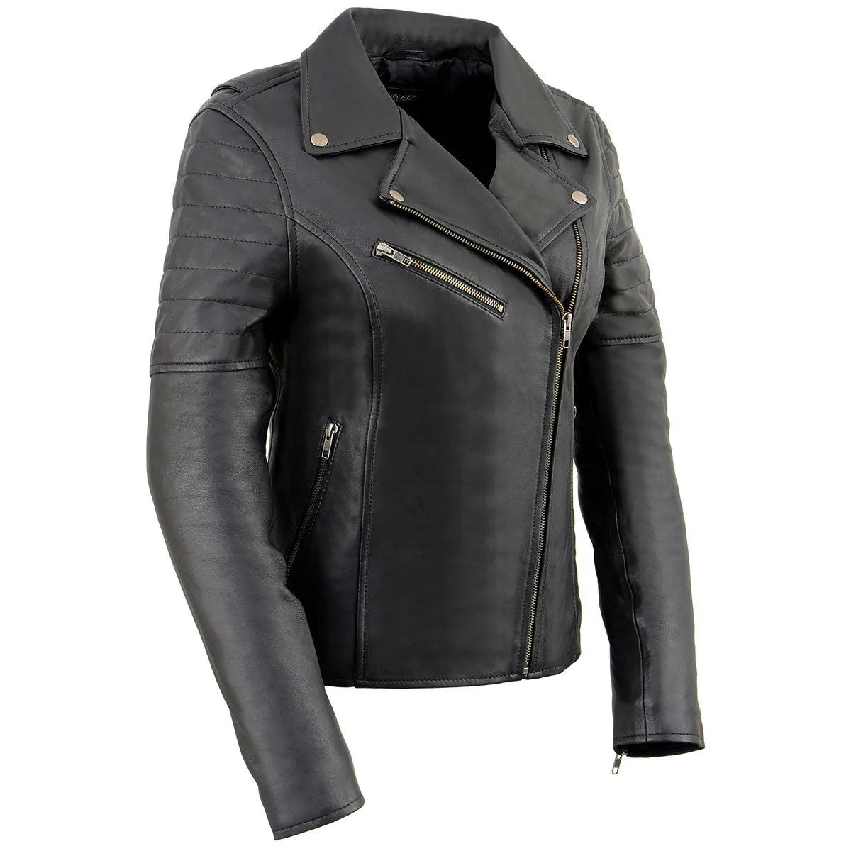 Milwaukee Leather SFL2870 Women's Duchess Black Motorcycle Style Fashion Casual Leather Jacket