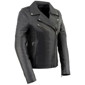 Milwaukee Leather SFL2870 Women's Duchess Black Motorcycle Style Fashion Casual Leather Jacket