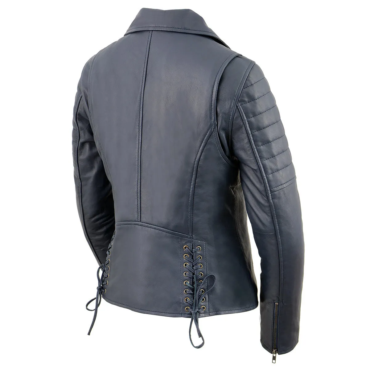 Milwaukee Leather SFL2870 Women's Duchess Blue Motorcycle Style Fashion Casual Leather Jacket
