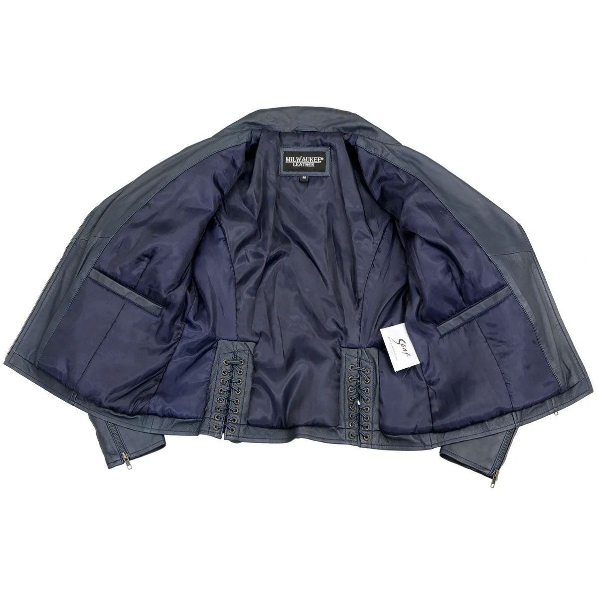 Milwaukee Leather SFL2870 Women's Duchess Blue Motorcycle Style Fashion Casual Leather Jacket