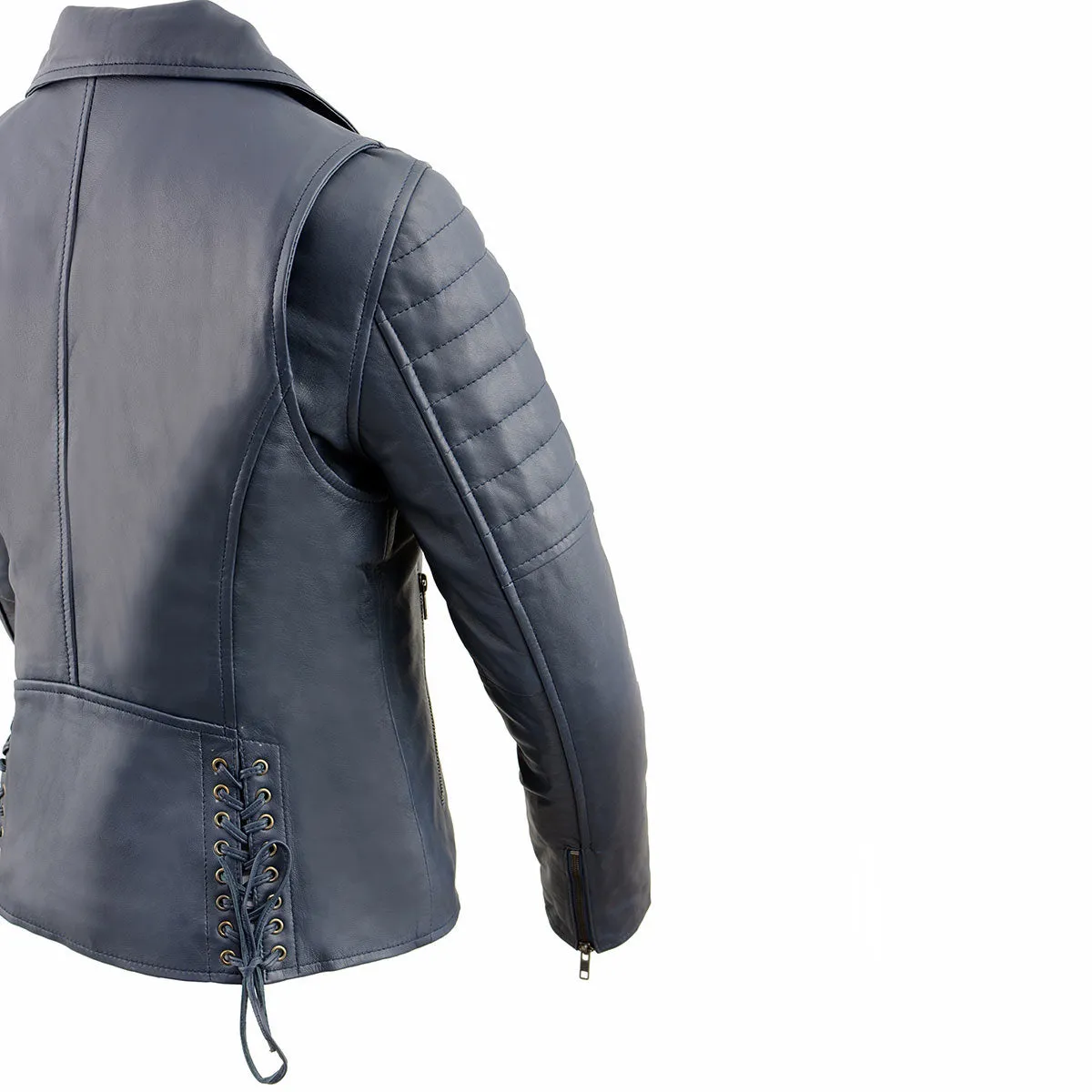 Milwaukee Leather SFL2870 Women's Duchess Blue Motorcycle Style Fashion Casual Leather Jacket