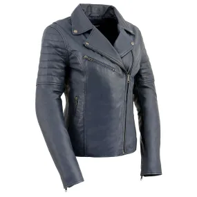 Milwaukee Leather SFL2870 Women's Duchess Blue Motorcycle Style Fashion Casual Leather Jacket