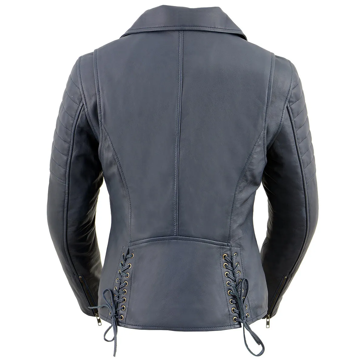 Milwaukee Leather SFL2870 Women's Duchess Blue Motorcycle Style Fashion Casual Leather Jacket
