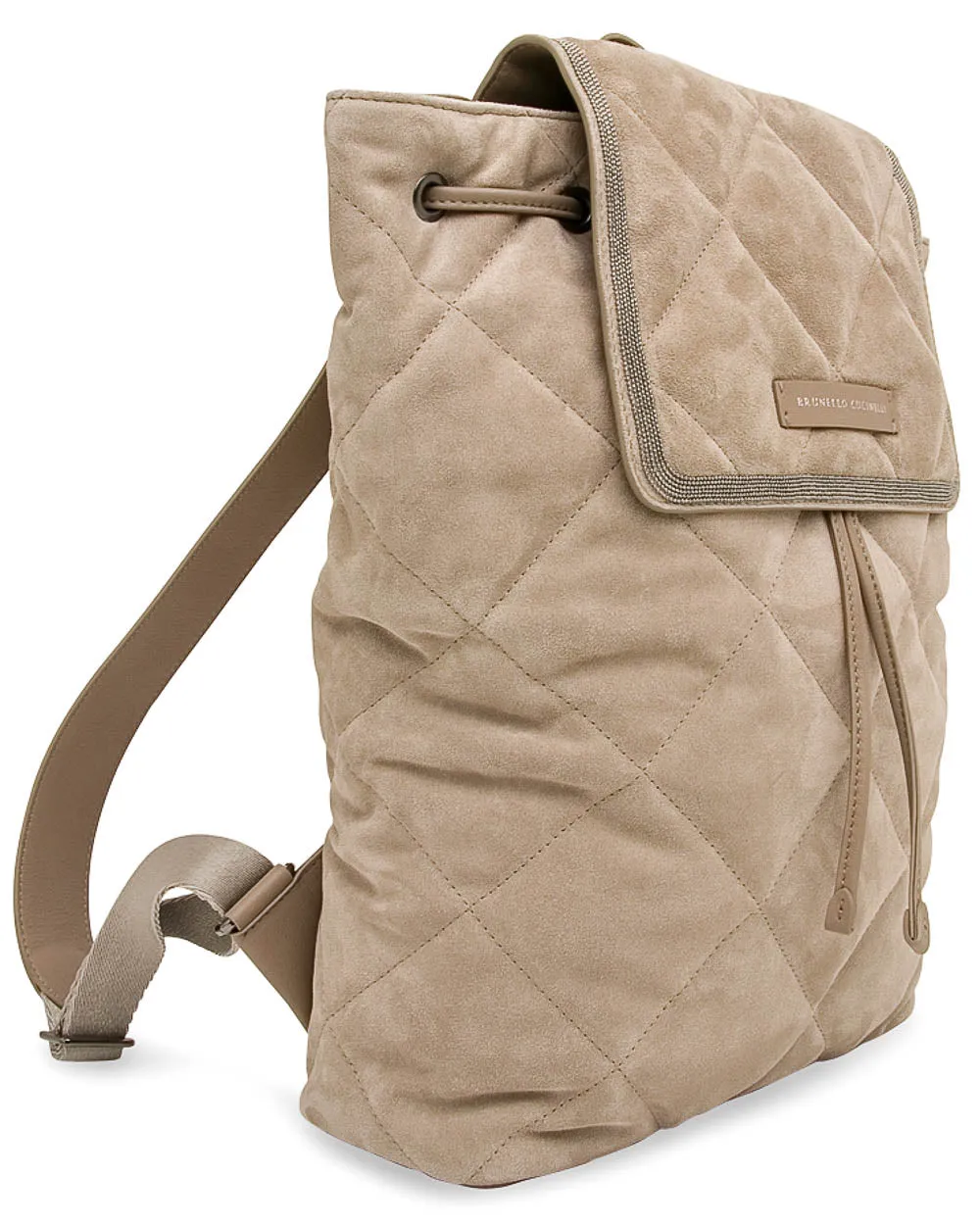 Monili embellished Quilted Backpack in Stone