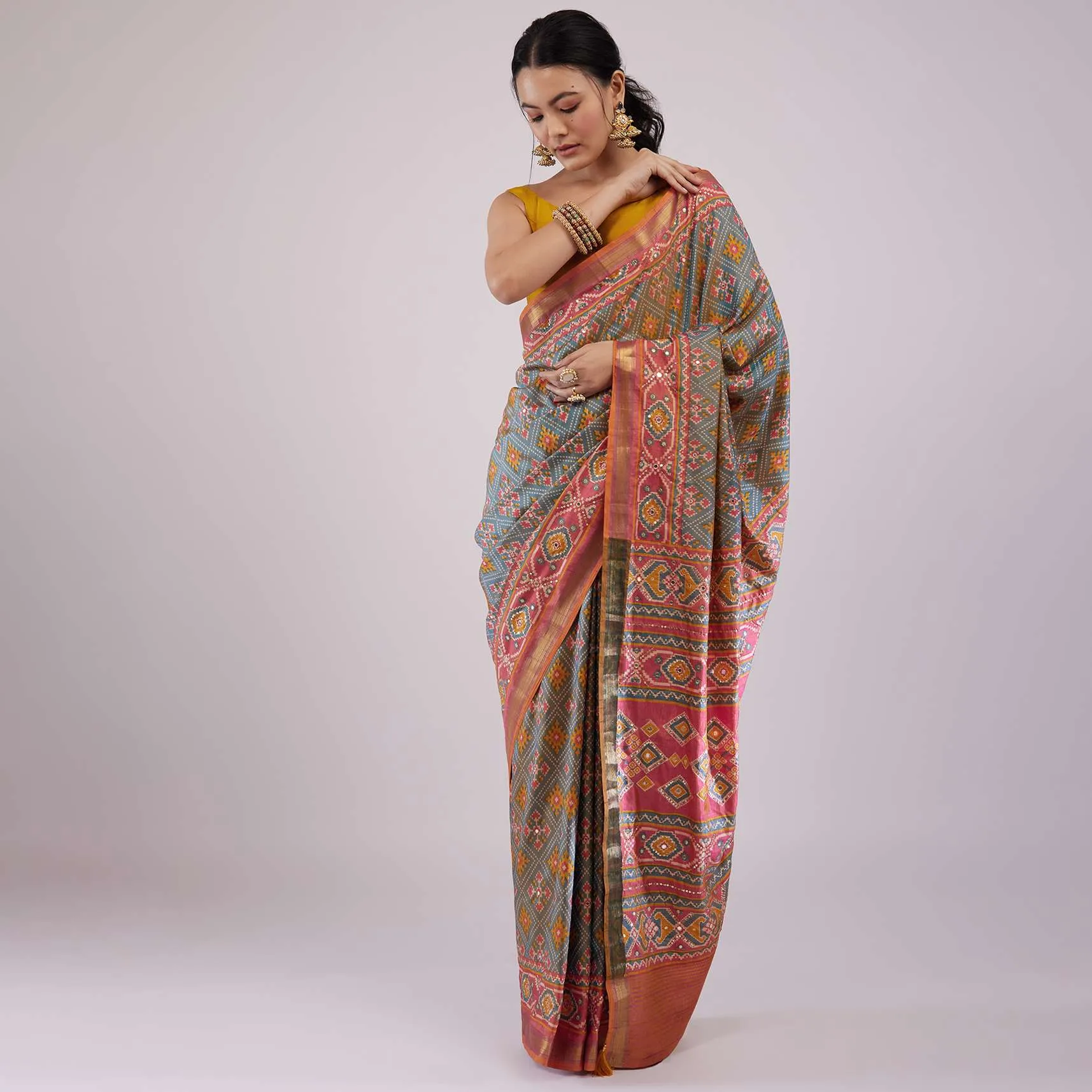 Multicolored Patola Print Silk Saree