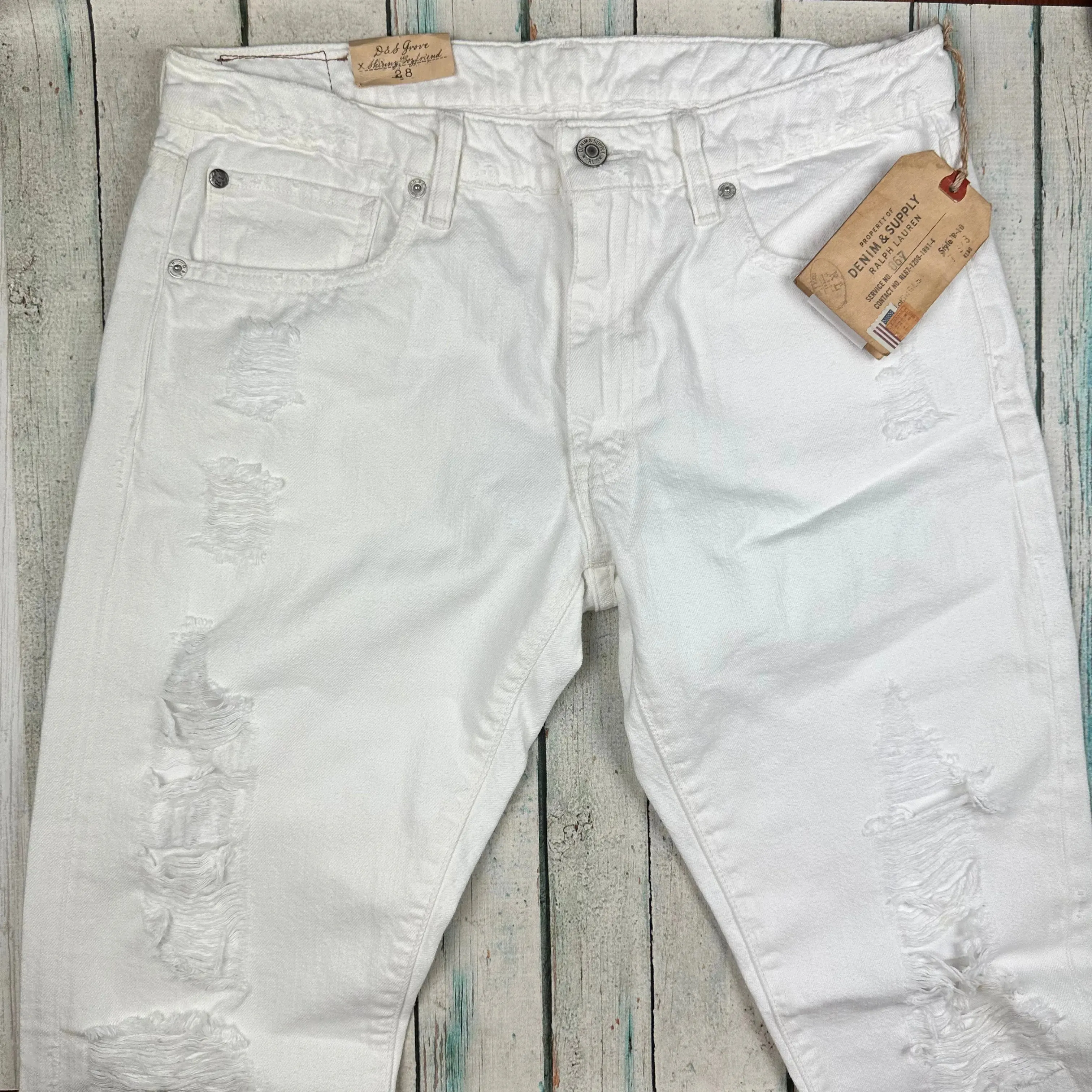 NWT-Ralph Lauren Denim & Supply 'Grove' Skinny Boyfriend White Jeans - Size 28