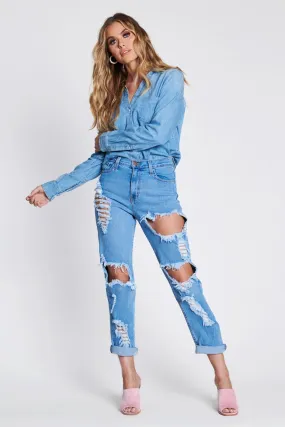 Pre-Order Savage Distressed Mom Jeans