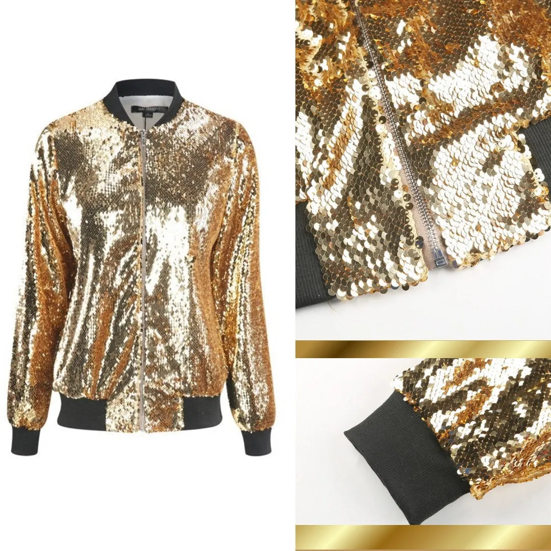Sequin Holo Bomber Jacket