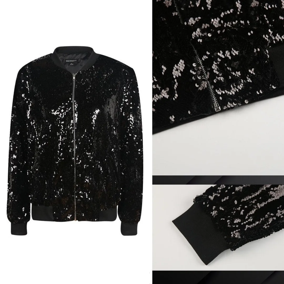 Sequin Holo Bomber Jacket