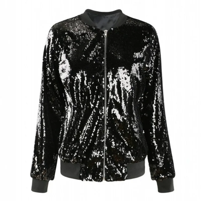 Sequin Holo Bomber Jacket