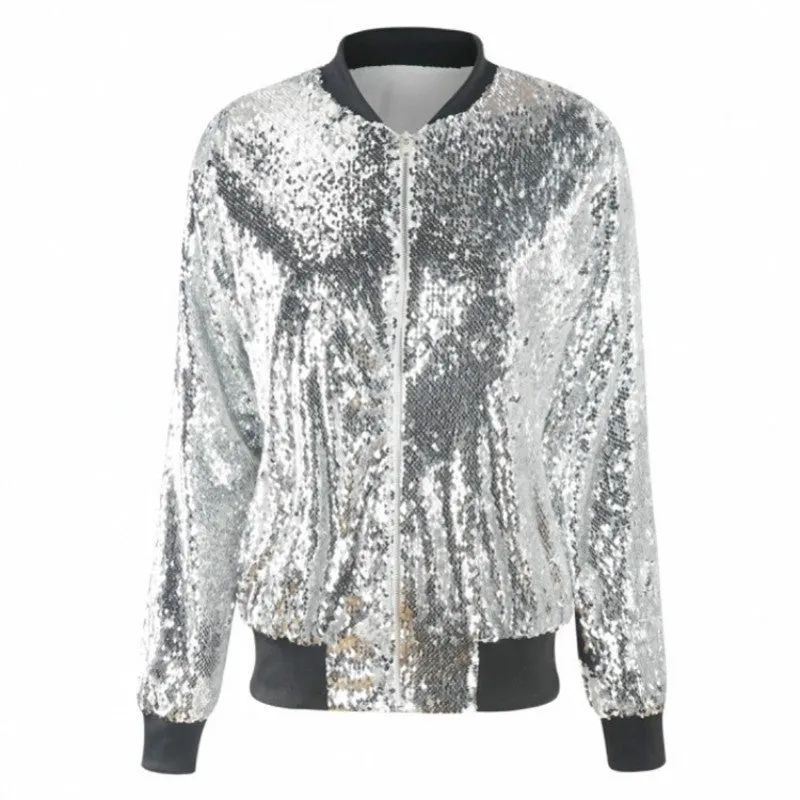Sequin Holo Bomber Jacket