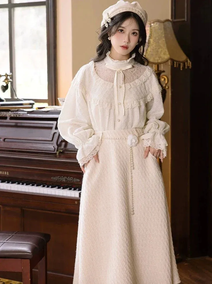 Skirt Flared Sweet   Retro Shirt Lace Girly