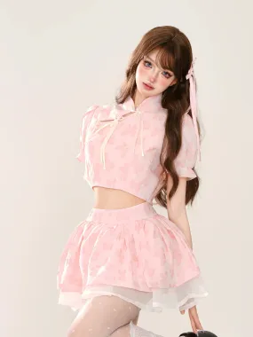 Sleeve Skirt Top Sweet Sweet Flared Pink   Puff