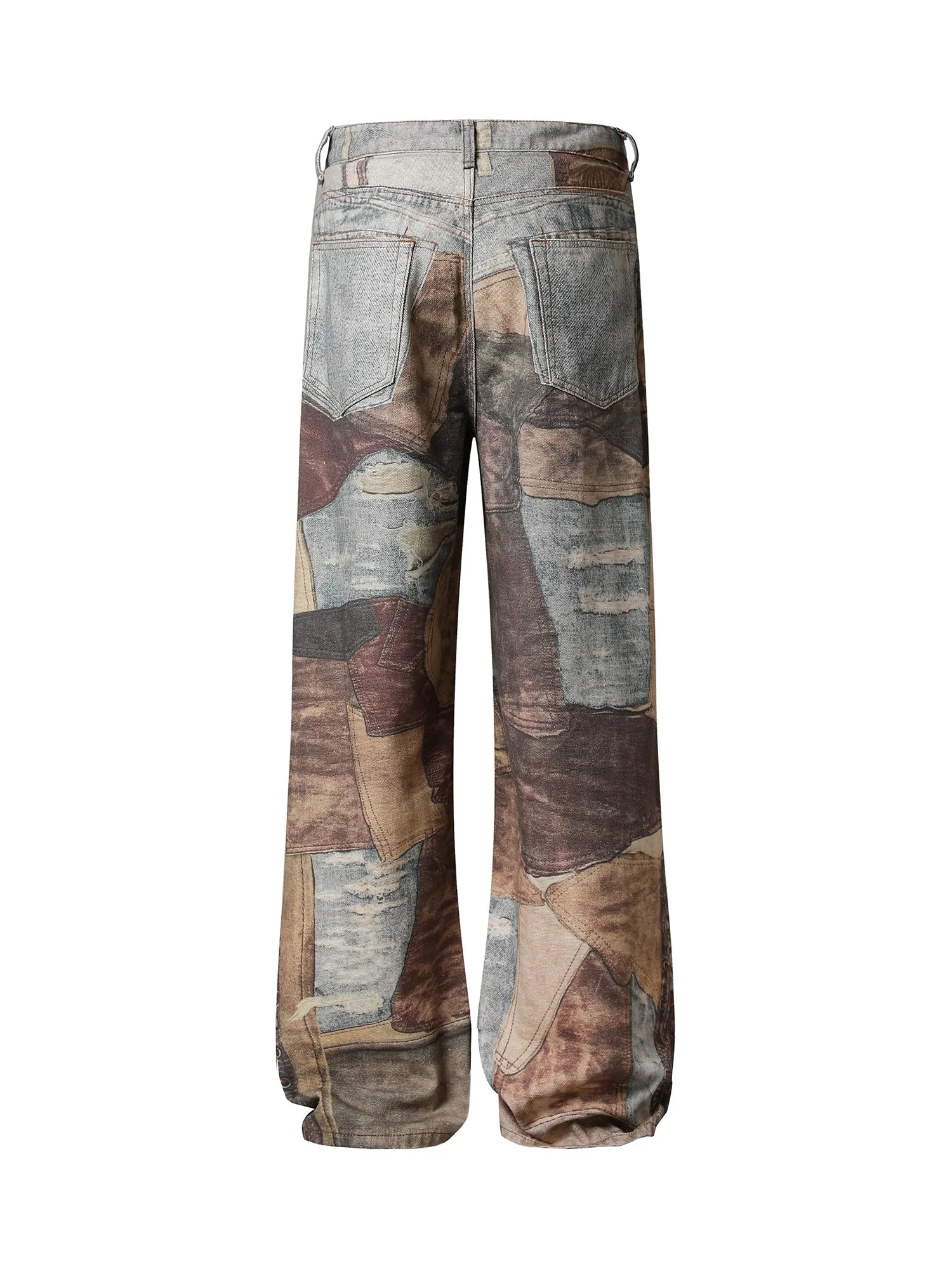 Sneakerhill High Street Distressed Washed Printed Jeans