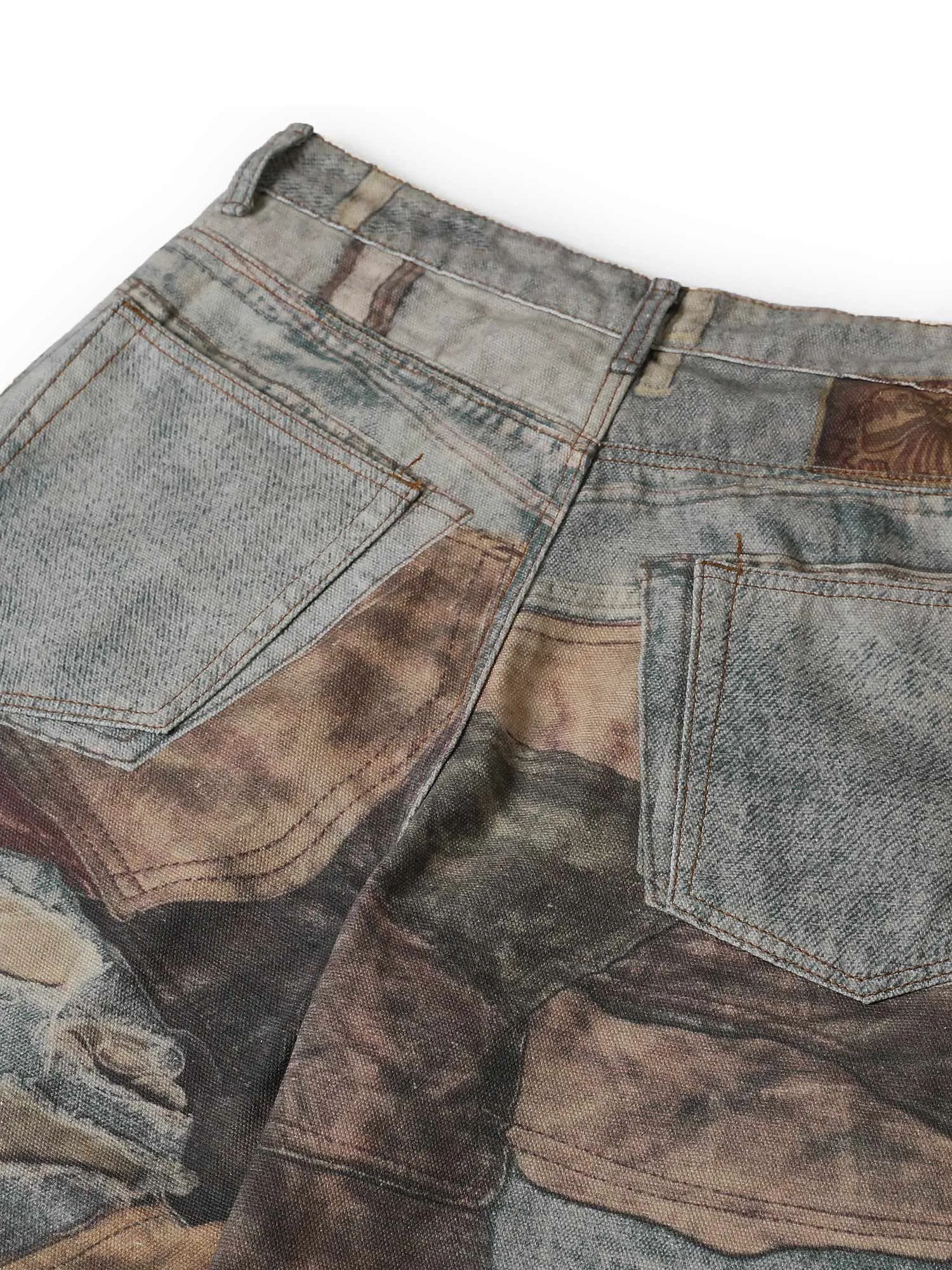 Sneakerhill High Street Distressed Washed Printed Jeans